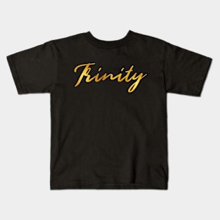 Trinity Name Hand Lettering in Faux Gold Letters Kids T-Shirt